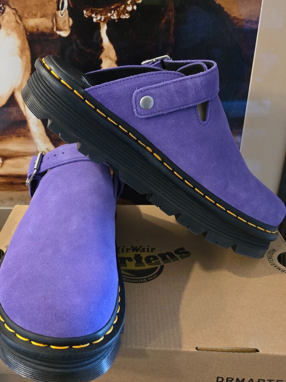 Dr. Martens ZebZag Mule - Adjustable Strap - Suede - PURPLE 31937500 Men's Sz 10